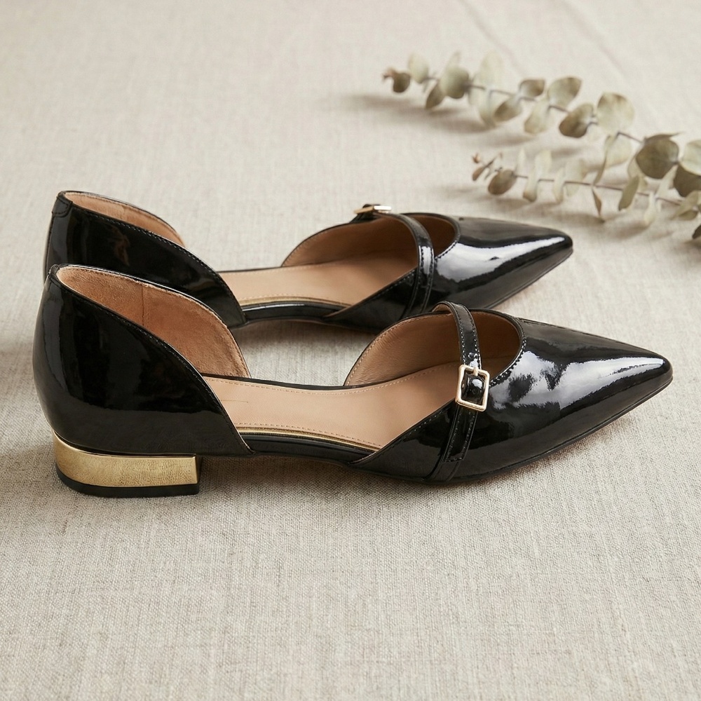 Linea Paolo Dean Patent Leather D’Orsay Mary Jane Flats Navy Size 9 - Picture 4 of 4